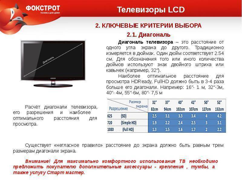 Диагональ телевизора в см и дюймах — таблица