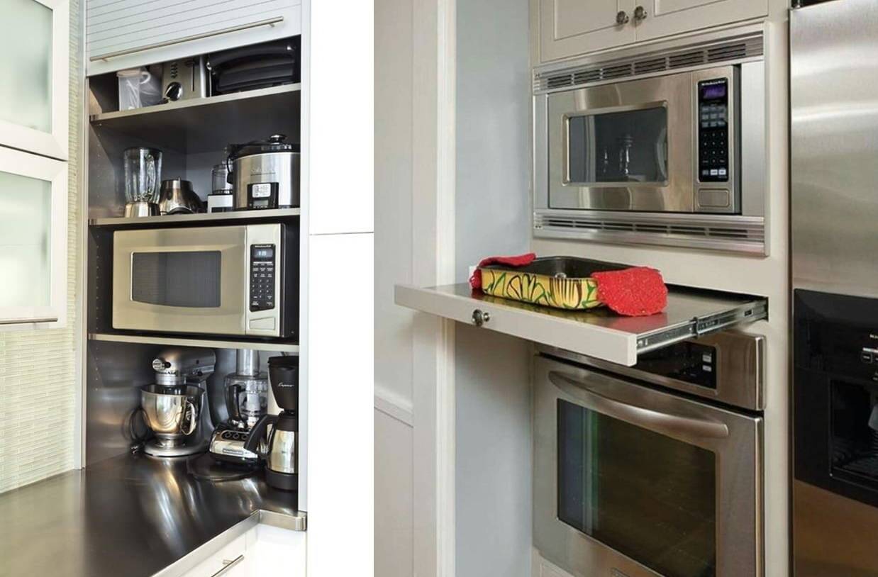 Куда поставить микроволновку в маленькой кухне: варианты и идеи, как разместить, где повесить