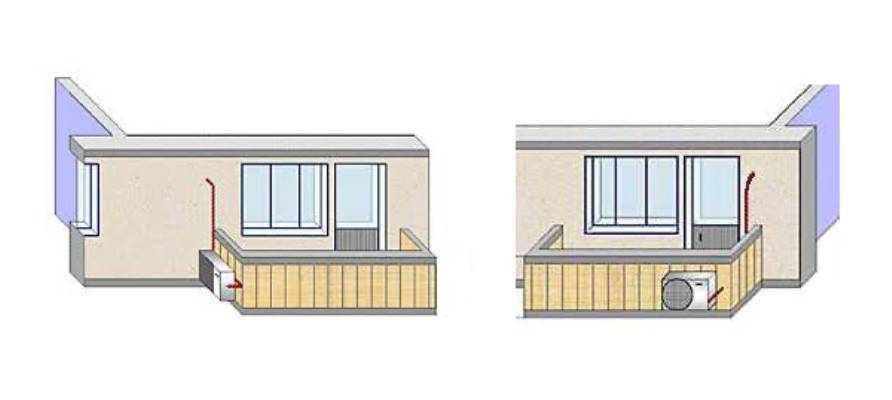 Различные варианты установки кондиционера на балконе или лоджии