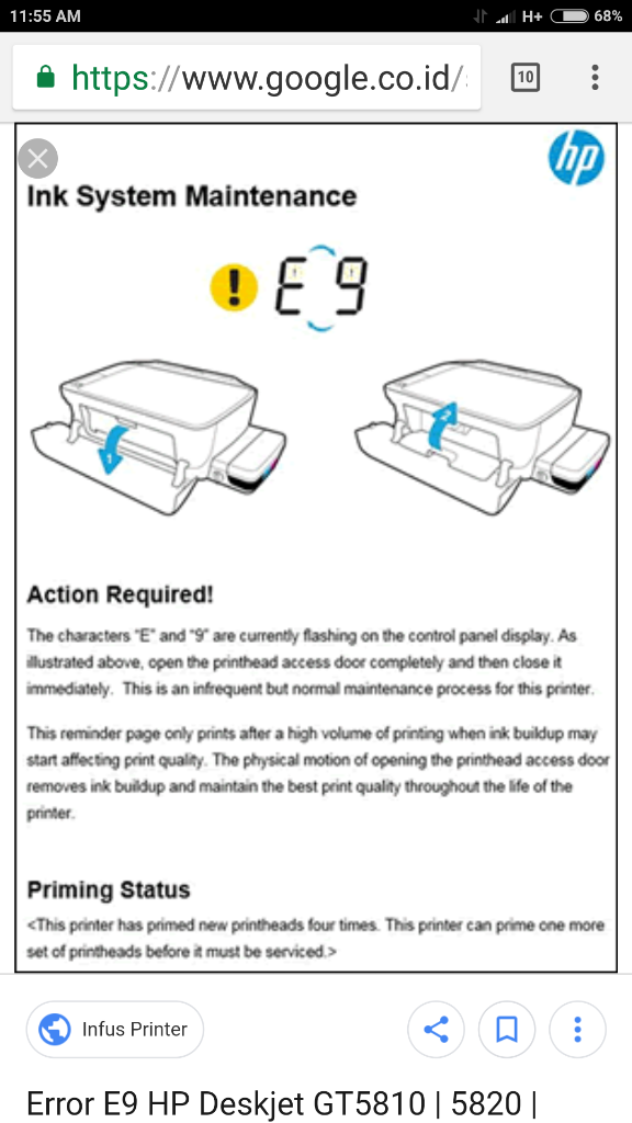 Как убрать ошибку на принтере?